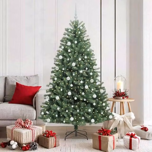 Berkfield Home Green Artificial Hinged Christmas Tree, Height: 180 cm