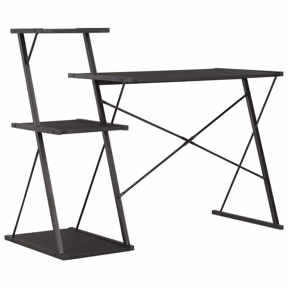 Berkfield Home Modern Black Writing Desk with Shelf, W/D/H: 116 x 50 x 93 cm – 2