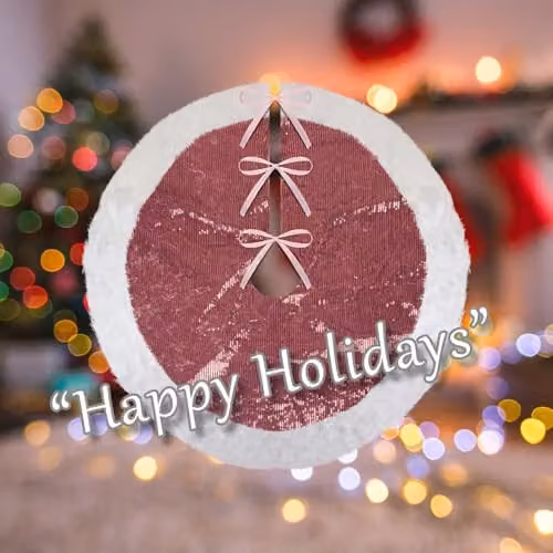 VFM e-Store Pink Sequin Christmas Tree Skirt, W: 49 cm, D: 31 cm – 4