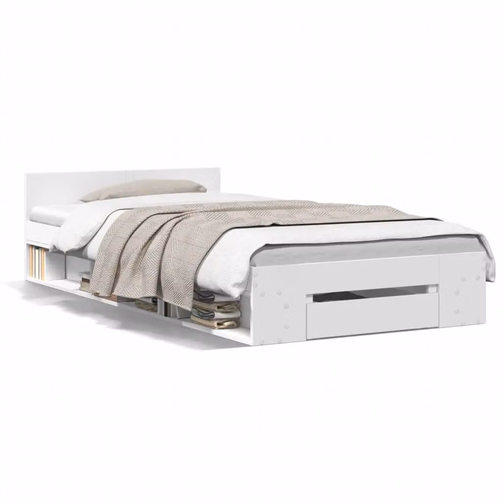 Berkfield Home Modern Bed Frame with Drawers in White, W/D/H: 100 x 200 cm – 2