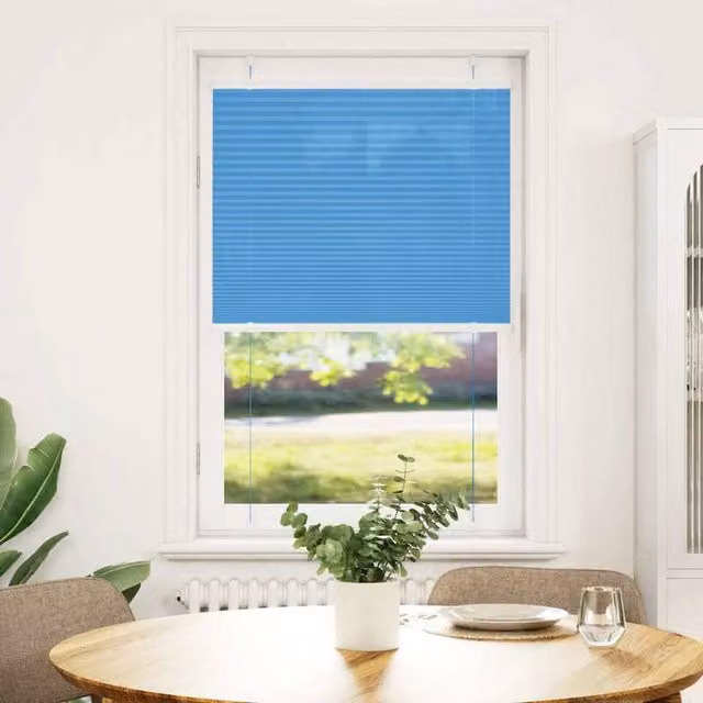 Berkfield Home Single Pleat Blue Polyester Semi-Transparent Corded Blind, W: 80 cm, H: 100 cm
