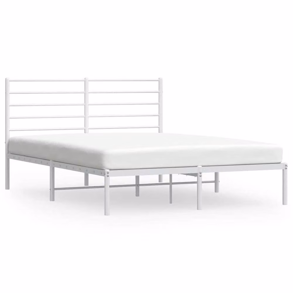 Berkfield Home Metal Bed Frame with Headboard in White, W/D/H: 135 x 140 x 190 cm – 2