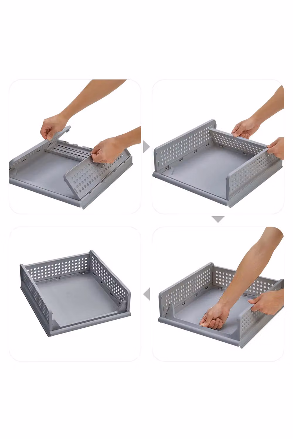 Living and Home Set of 2 Grey Folding Wardrobe Storage Box Drawer Organisers – 3