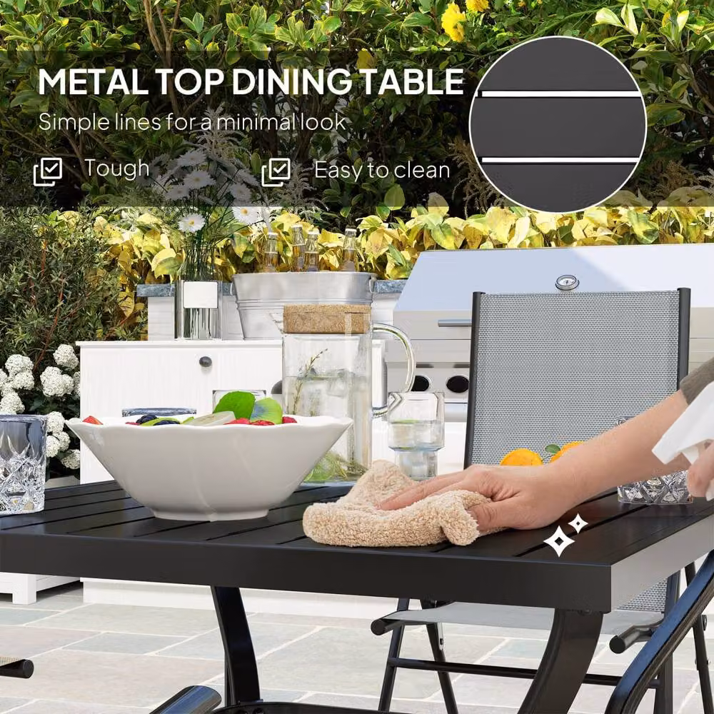 Wyld Haus Mattilo 4 Seater Outdoor Dining Set with Square Table and Chairs in Light Grey and Black – 3