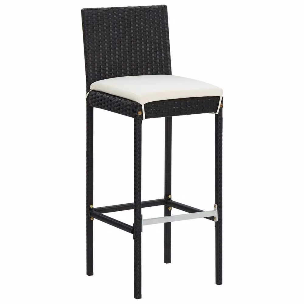Berkfield Home 5 Piece Poly Rattan Garden Bar Set with Cushions in Black – 2