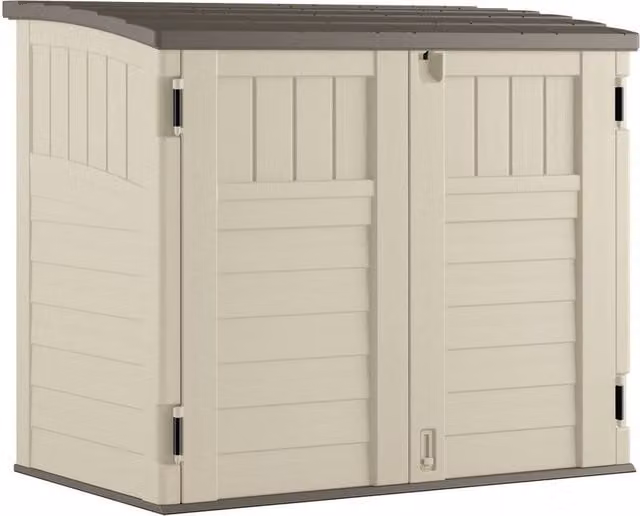 Rowlinsons Stow-Away Resin Bin Store in Beige and Grey, W: 135 cm, D: 83 cm, H: 116 cm – 1