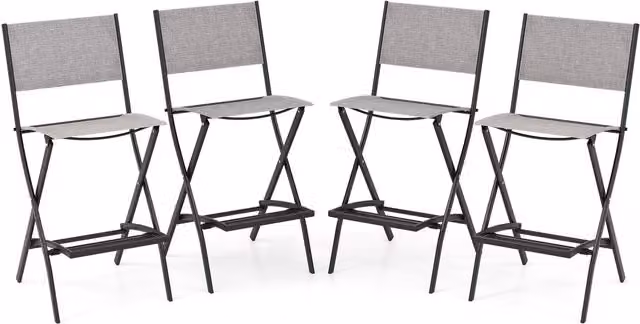 Costway Set of 4 Modern Grey Folding Bar Height Stools with Metal Frame