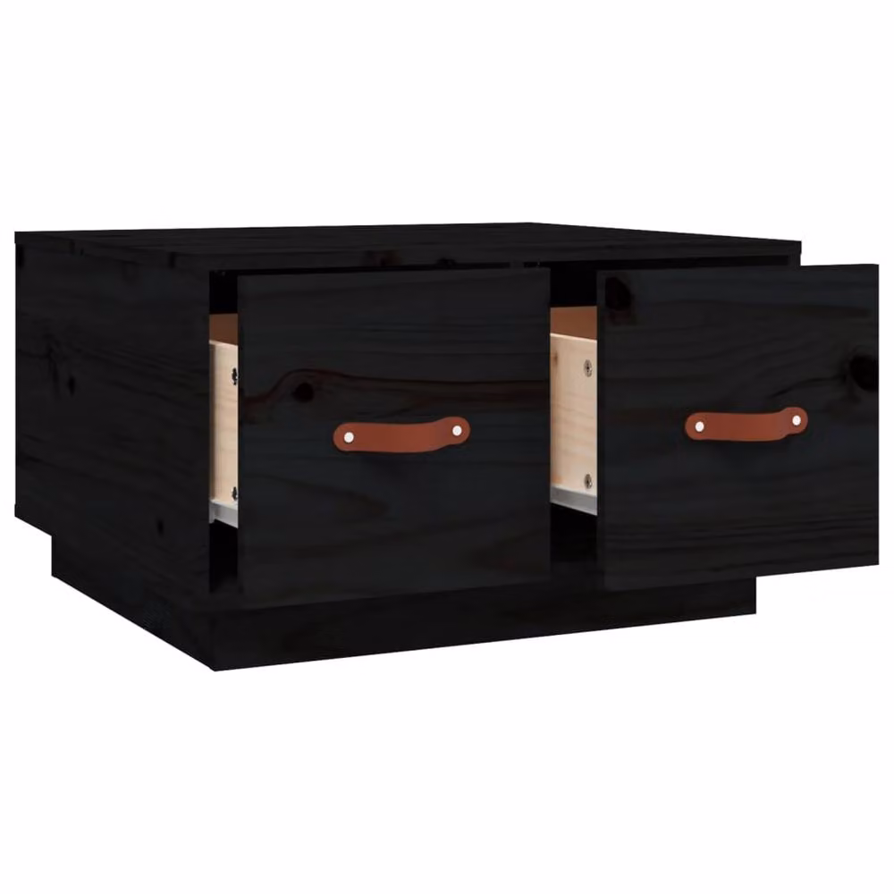 Berkfield Home Black Rustic Solid Pine Coffee Table W/D/H: 60 x 53 x 35 cm – 4