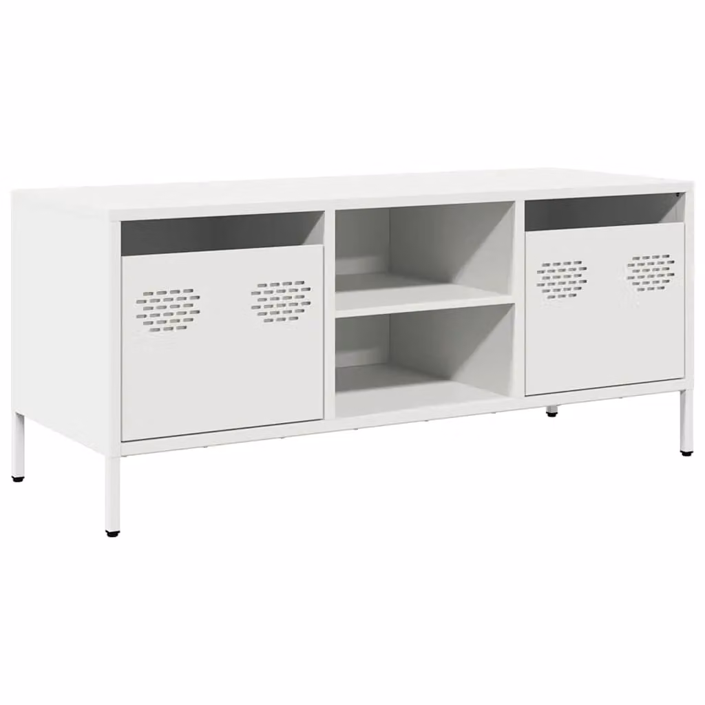 Berkfield Home Industrial White Steel TV Cabinet W/D/H: 101.5 x 39 x 43.5 cm – 2