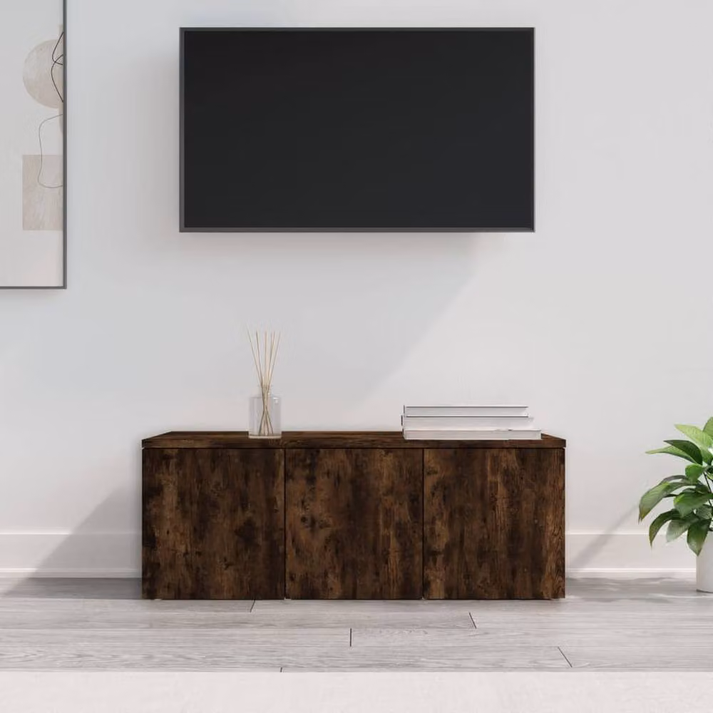 Berkfield Home Modern Smoked Oak TV Cabinet in Brown, W/D/H: 80 x 34 x 30 cm – 2