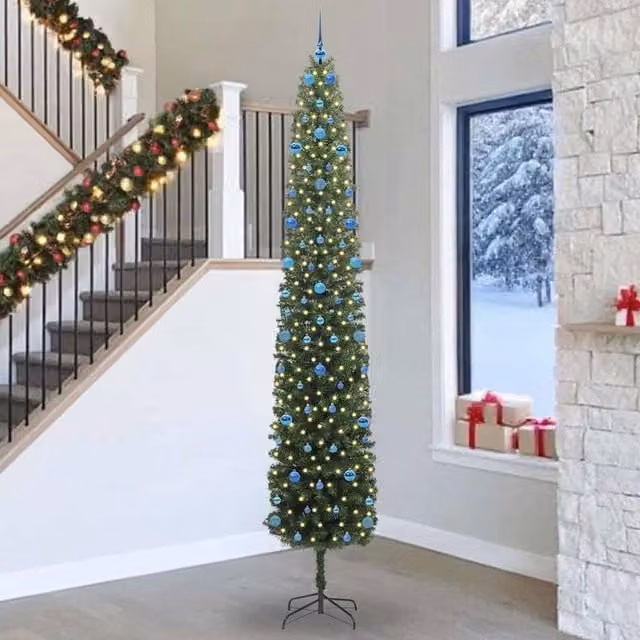 Berkfield Home Artificial Christmas Tree with 300 Warm White LEDs and Stand, Green, Height: 300 cm