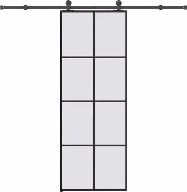 Berkfield Home Modern Sliding Door with Hardware Set, Black ESG Glass and Aluminium, W: 76 cm, H: 205 cm – 1