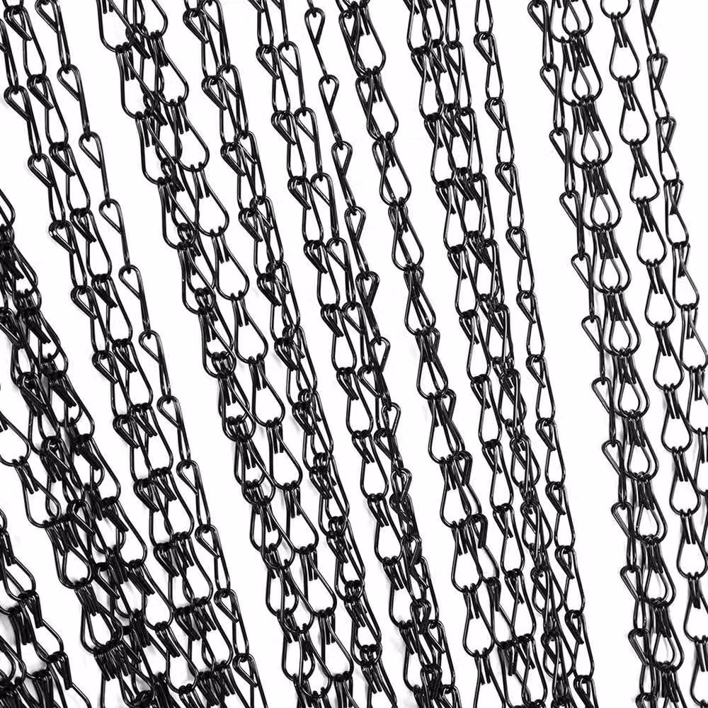 PAWNORA Black Aluminium Chain Curtain Door Privacy Screen Room Divider, H 210 cm x W 90 cm – 4