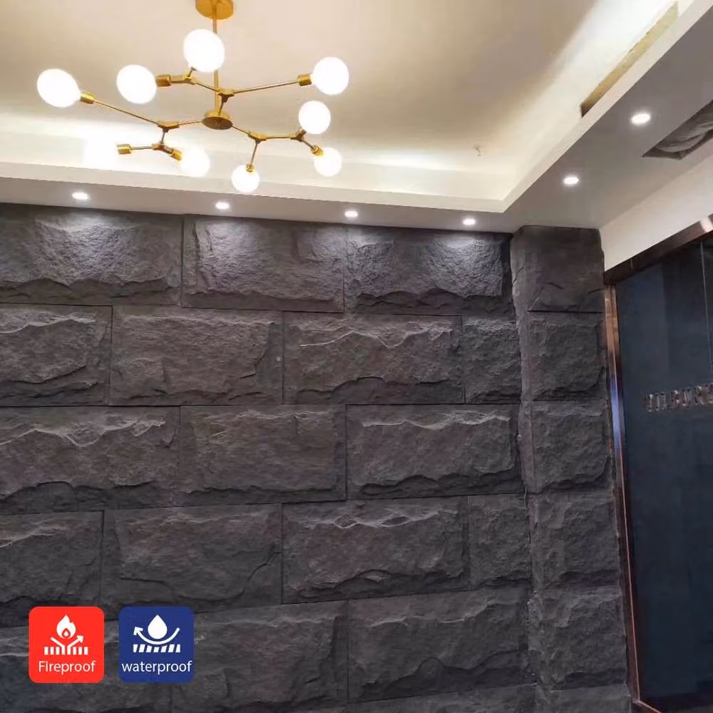 ENER-J Britwall PU Wall Panel Black Slate Rock Style, Pack of 2, W: 120 cm, H: 60 cm, D: 2 cm – 2
