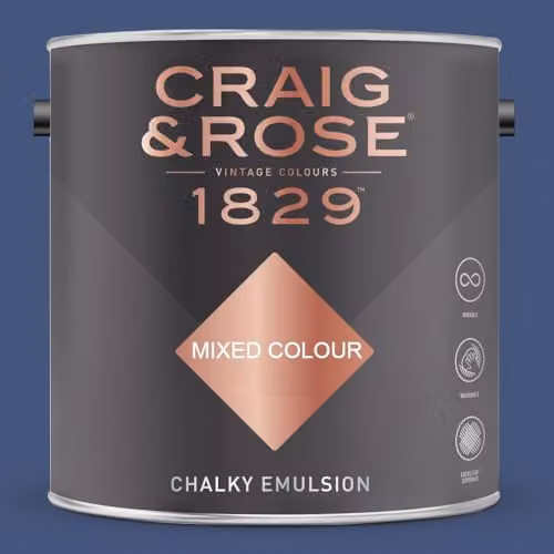 Craig & Rose 1829 Chalky Emulsion Paint in Smalt Blue, Matt Finish, 2.5 l