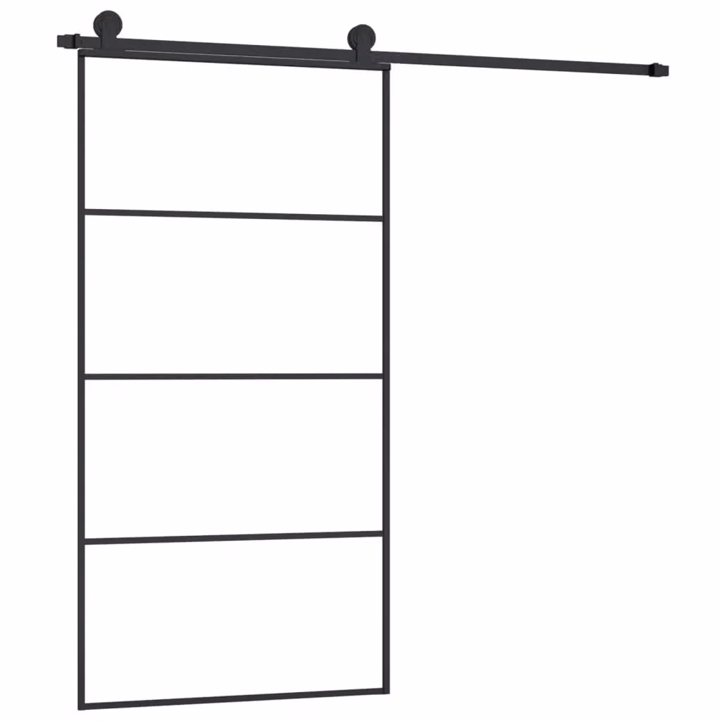 Berkfield Home Sliding Door with Hardware Set, Black ESG Glass and Aluminium, W: 102.5 cm, H: 205 cm – 2