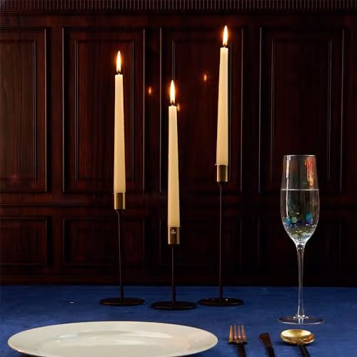 Deco Express Set of 10 Classic Taper Candles in Beige – 2