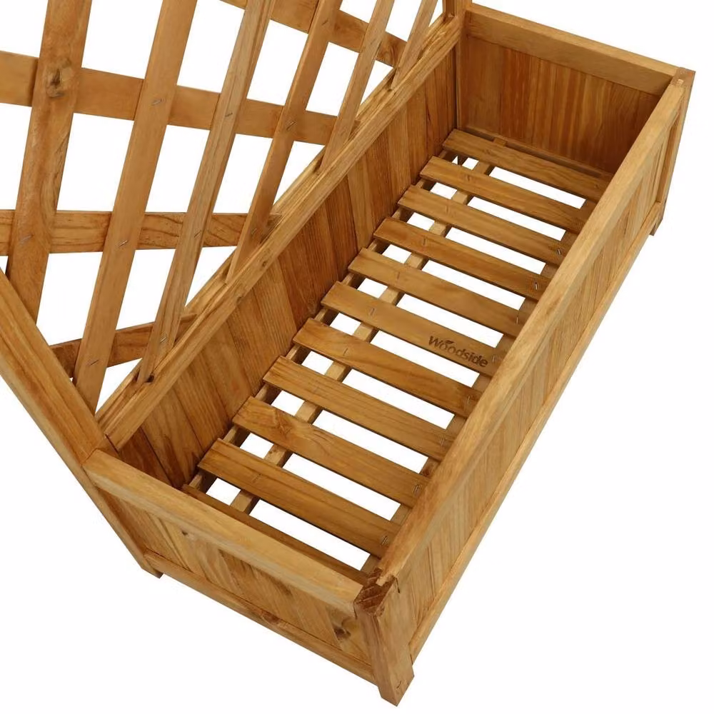 EONLION Wooden Garden Trough Planter Flower Container Box in Brown, W/D/H: 150 x 32 x 72 cm – 3