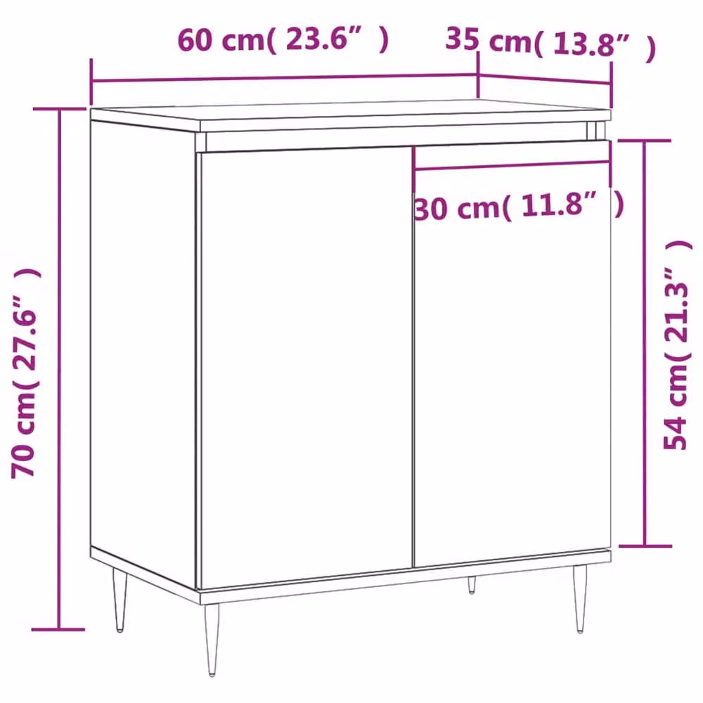 Berkfield Home Grey Sonoma Sideboard in Engineered Wood, W/D/H: 60 x 35 x 70 cm – 3