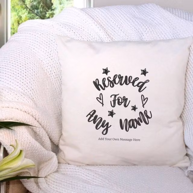 Aye Do Gifts Personalised Reserved for Any Name Star Cushion in Beige Linen