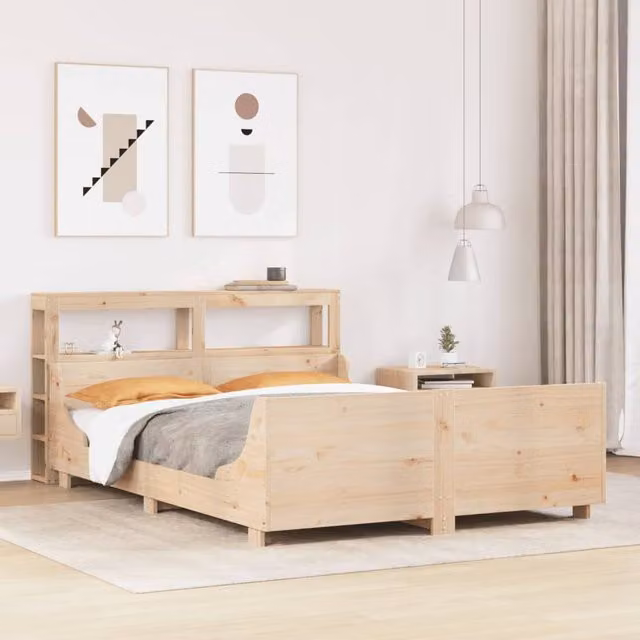 Berkfield Home Rustic Solid Wood Pine Bed Frame in Brown, 160 x 200 cm