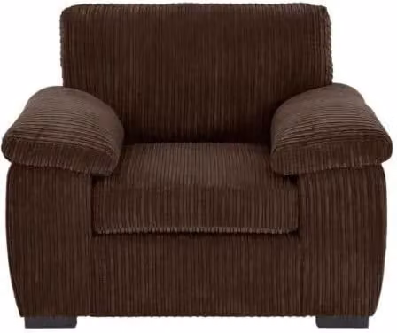 LUXURY LIFE Collingdale 1 Seater Sofa in Brown Jumbo Cord Fabric with Solid Wood Frame, W/D/H: 120 x 90 x 90 cm