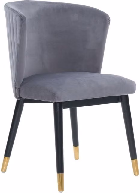 Life Interiors Sofina Modern Velvet Dining Chair with Tufted Back and Rubberwood Frame in Grey and Gold – 1