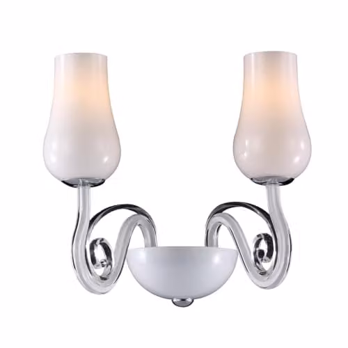 Netlighting Modern White and Chrome Wall Lamp with 2 x E14 Light Fittings