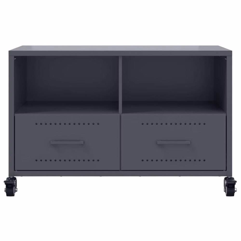 Berkfield Home Anthracite Metal TV Cabinet, W: 68 cm, D: 39 cm, H: 43.5 cm – 5