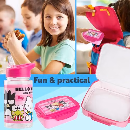 Get Trend Hello Kitty 3 Piece Lunch Set with Water Bottle and Bento Box, Pink, BPA Free – 2