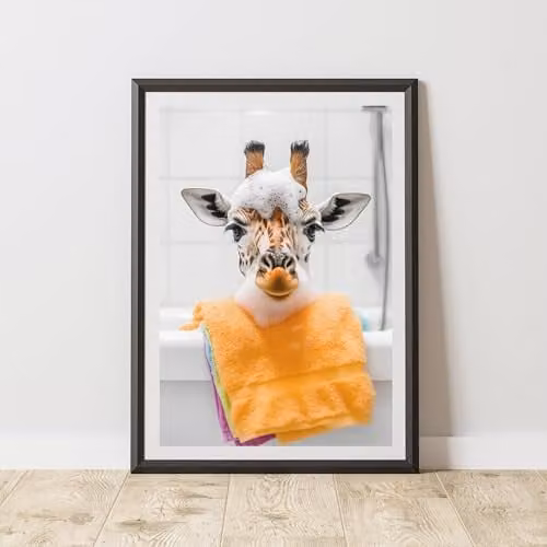 60 Second Makeover Giraffe Animal Print Paper Poster, Multicolour, A3