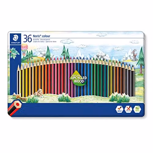 STAEDTLER Noris Colour Pigment Colouring Pencils, 36 Assorted Colours in a Tin
