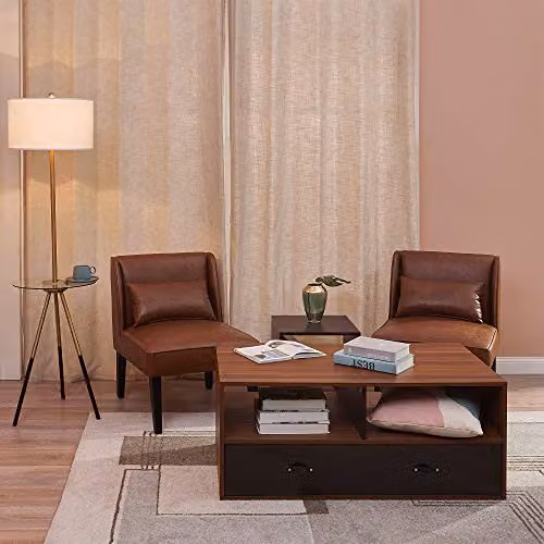 Versanora Teamson Home Marc Lounge Accent Chair in Brown Faux Leather with Solid Wood Frame – 2