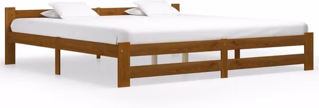 Berkfield Home Classic Bed Frame in Brown Solid Pine Wood, W/D/H: 200 x 200 cm – 1