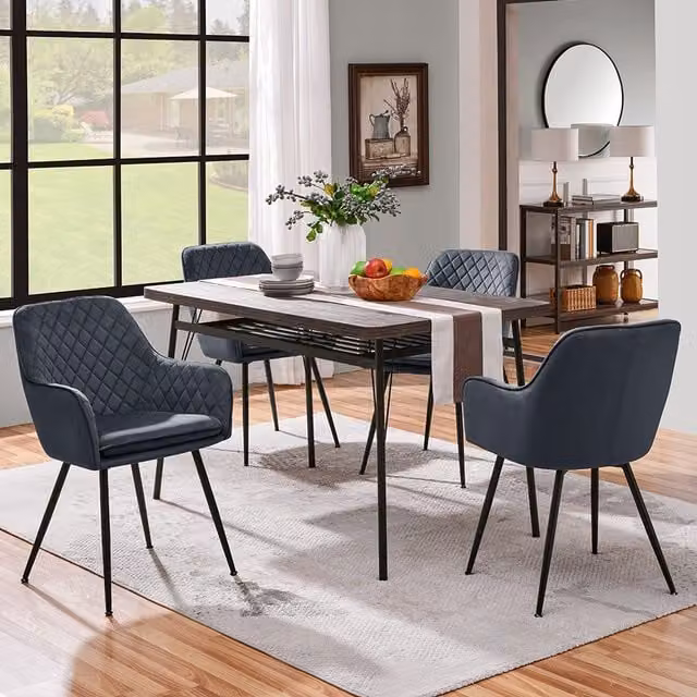 Yaheetech Set of 2 Modern Velvet Fabric Dining Chairs in Dark Grey
