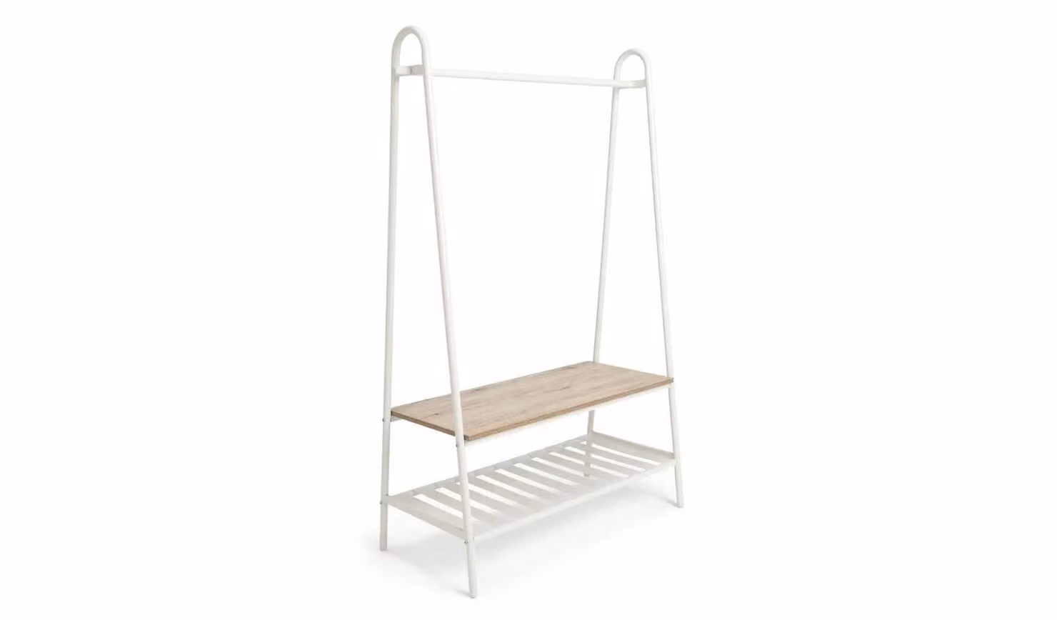 Turner Double Clothes Rail in White Metal Garment Rail and Wardrobe Storage Organiser