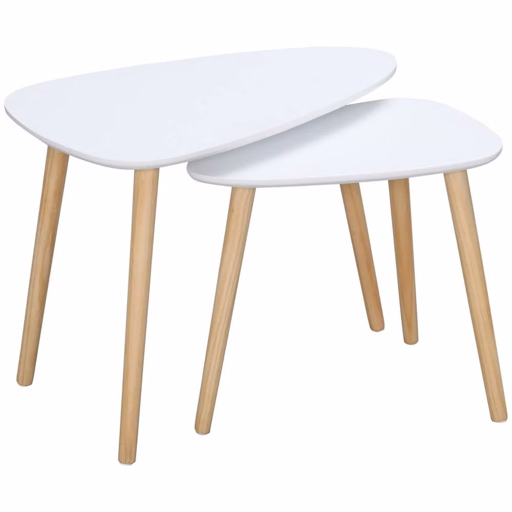 Wyld Haus Nolura Set of 2 White Nesting Side Tables with Solid Pine Legs – 2