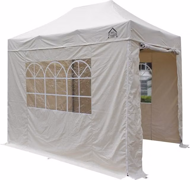 Beige Superior Package 3x2m Pop Up Gazebo with 4 Heavyweight Side Panels