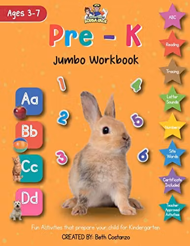 The Adventures of Scuba Jack Pre-K Jumbo Workbook for Children in Orange