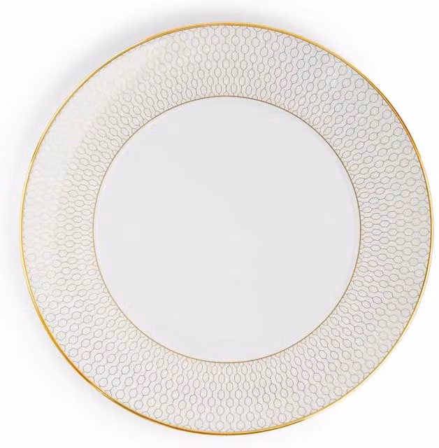 Wedgwood Gio Gold Geometric Bone China Side Plate in White and Gold