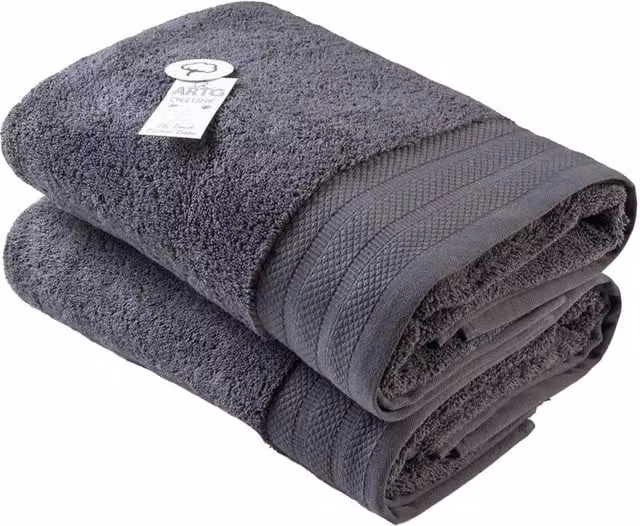 ARTG Excellent Deluxe Cotton Terry Bath Towel in Grey with Border