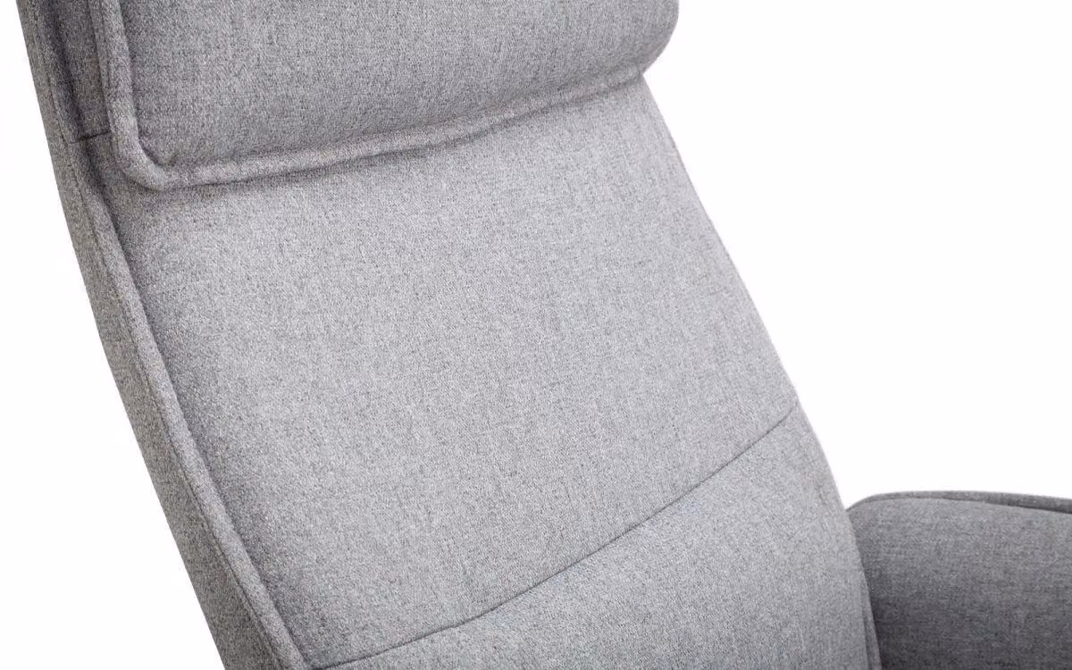 Ashfield Grey Linen Recliner and Ottoman with Chrome Metal Base – 3