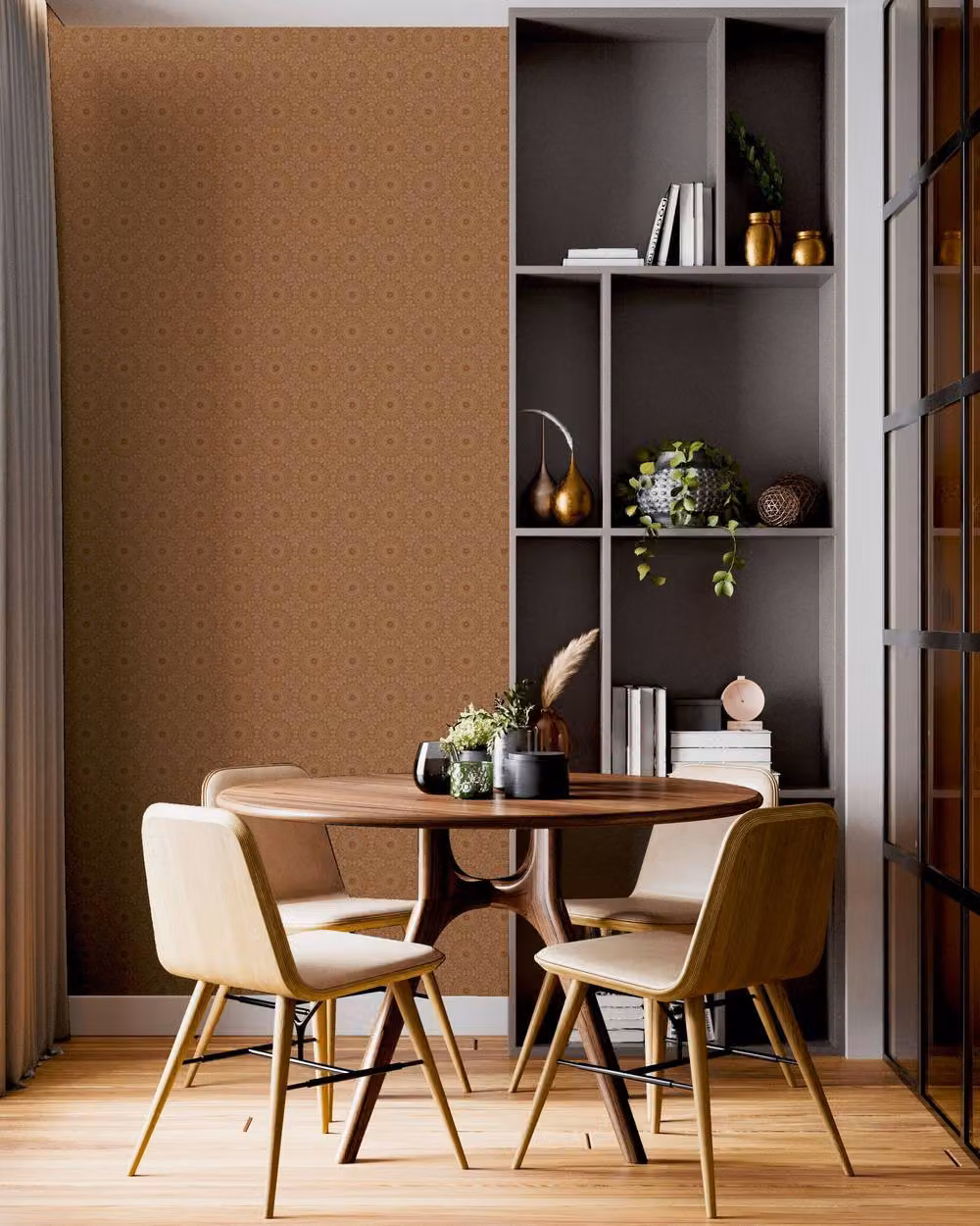 Arthouse Symmetrical Chic Geometric Abstract Wallpaper in Gold and Copper – 2