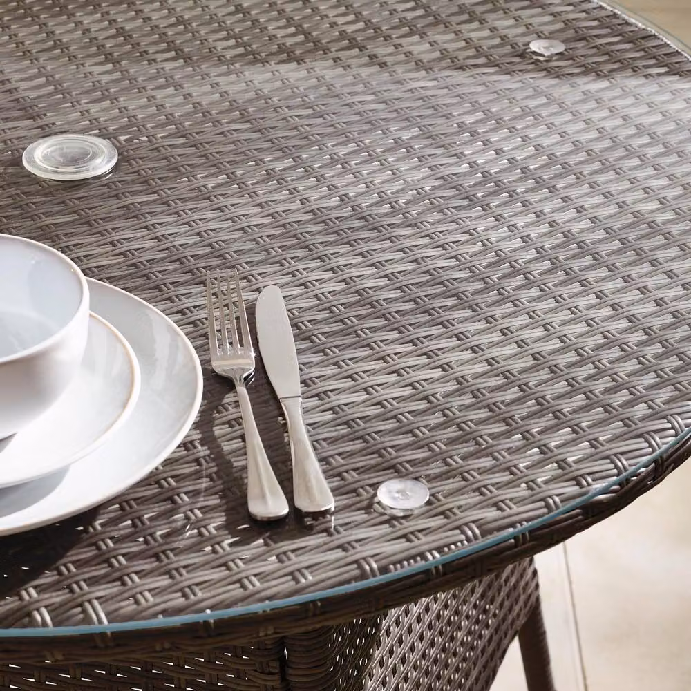 FurnitureboxUK Antigua Brown Rattan 4 Seat Round Garden Dining Set with Metal and Glass Details – 2