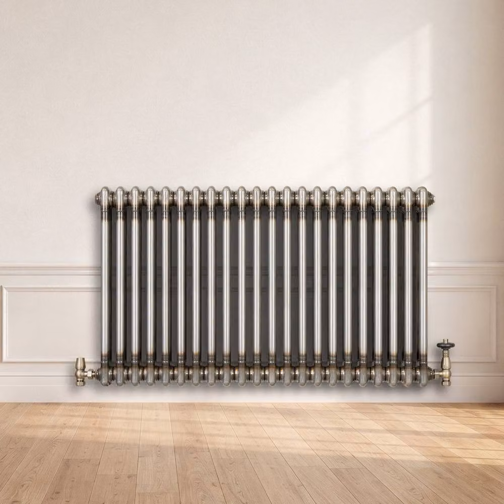 Monstershop Traditional 2 Column Steel Radiator and Valves in Silver, W: 60.0 cm, H: 101.0 cm – 4