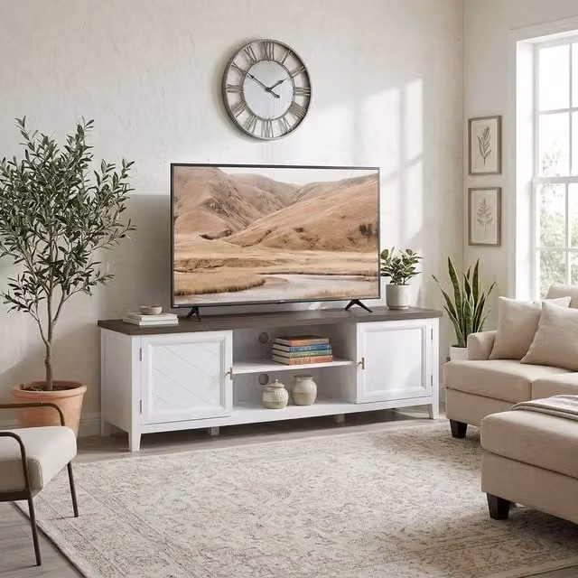 STILVORA White Lacquered MDF TV Unit with Storage for TVs up to 42 inch – 1