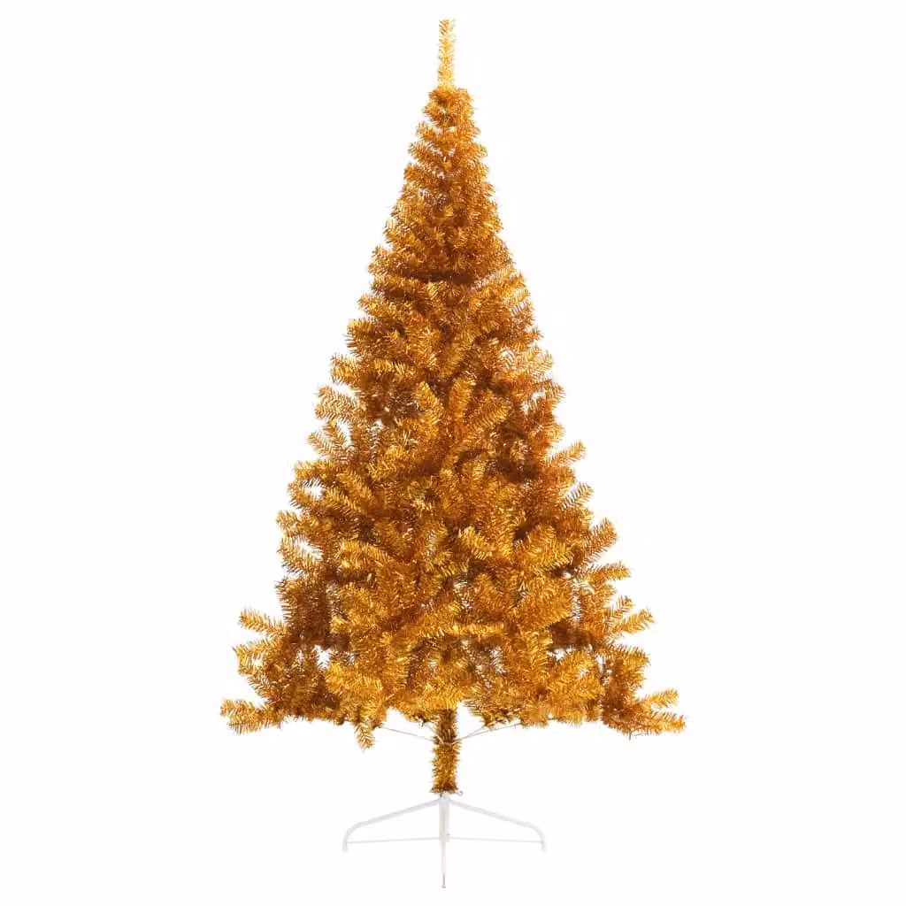Berkfield Home Artificial Half Christmas Tree with Stand, Gold, Height: 240 cm – 2