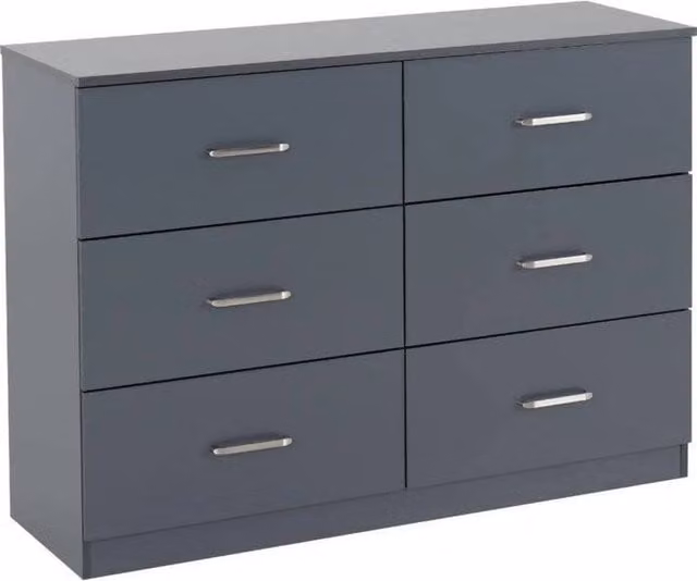 FORGEVIO Modern Dark Grey Metal 6 Drawer Chest for Bedroom Clothes Storage