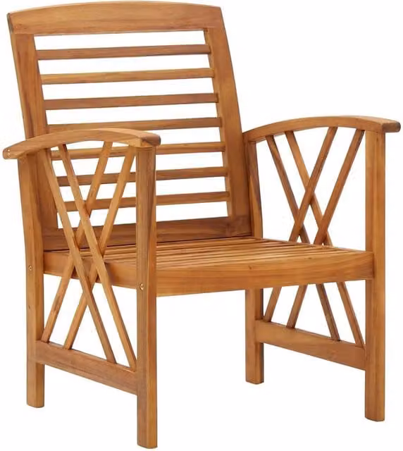 Berkfield Home Set of 2 Rustic Brown Acacia Wood Garden Chairs