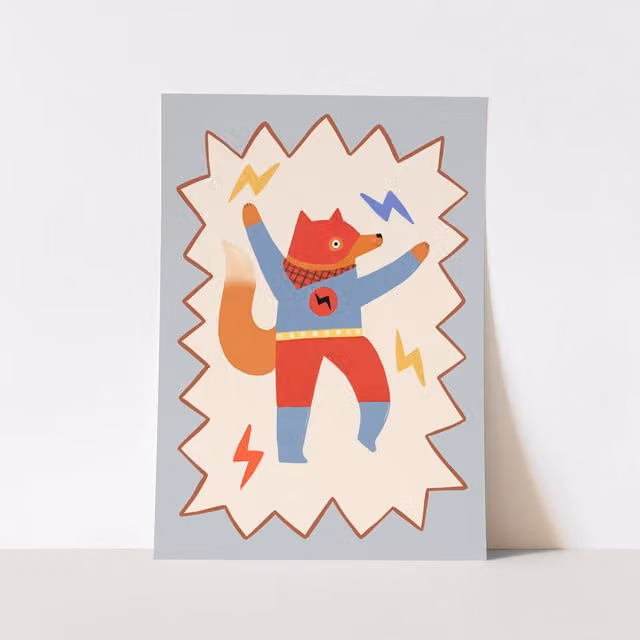 Kid of the Village Flash Tail Superhero Fine Art Print, Multicolour and Blue, W: 30 cm, H: 40 cm